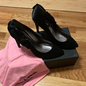 Nina black satin shoes